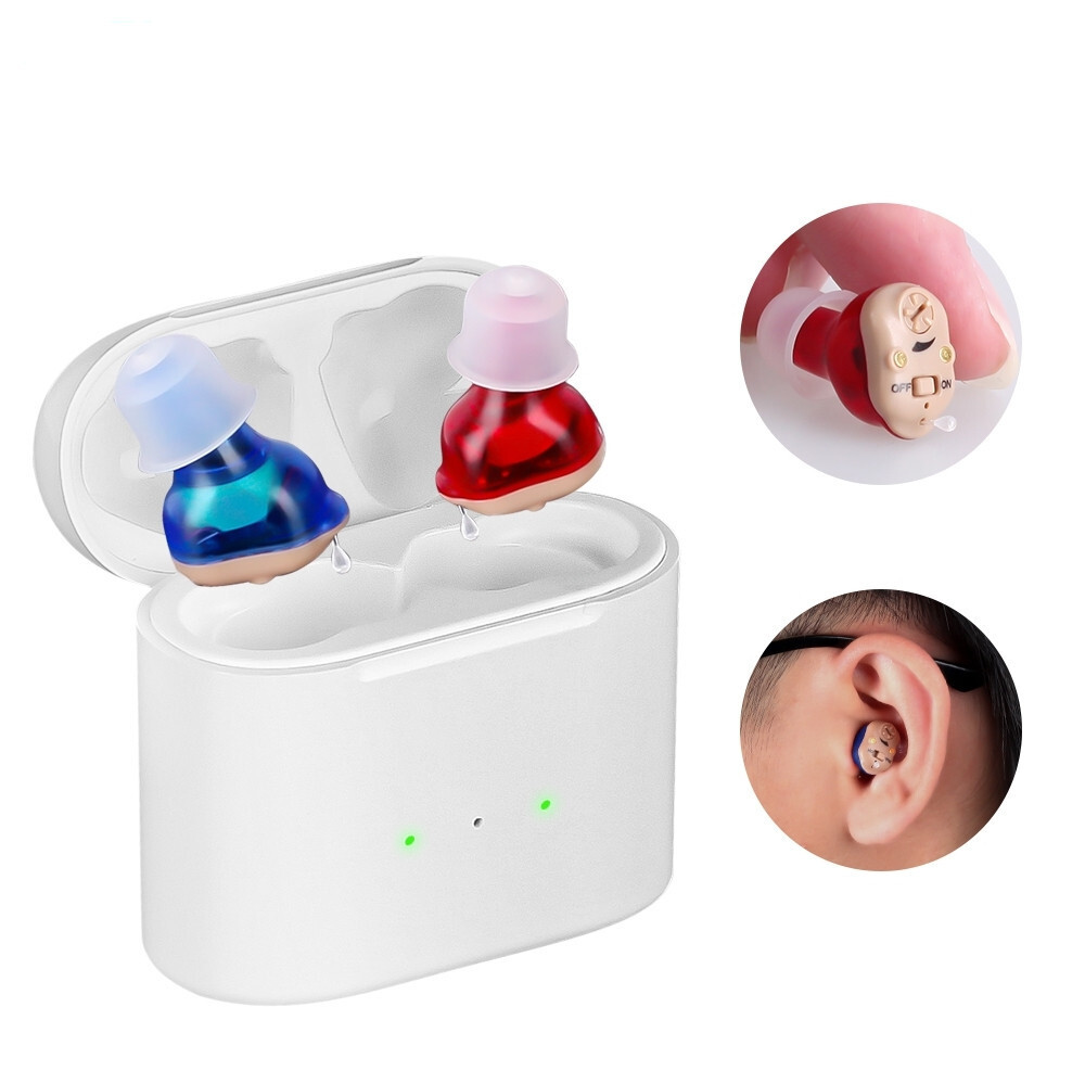 1 Pair Rechargeable Digital Hearing Aids In-Ear Invisible Sound Voice Amplifier