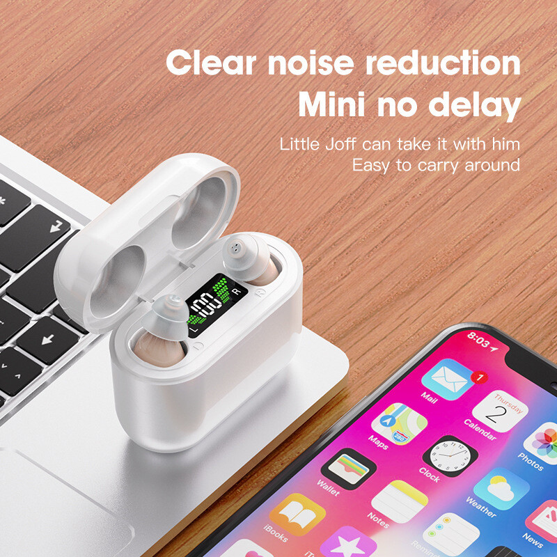 1 Pair Rechargeable CIC Noise Reduction Hearing Aids For Seniors & Adults