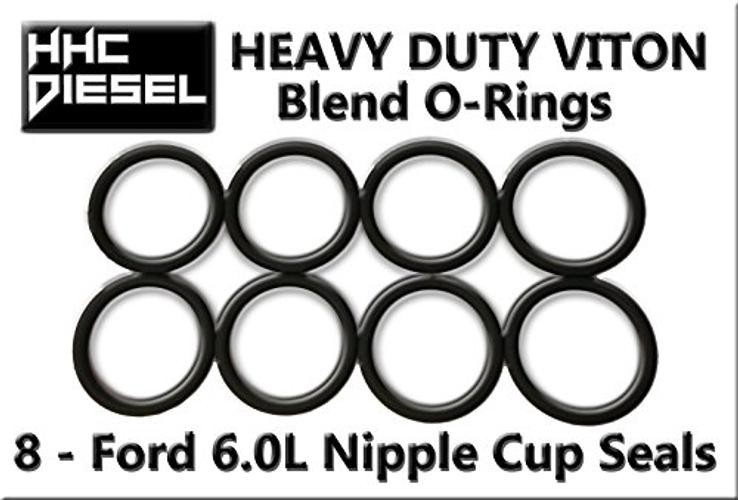 ~Ford 6.0L Diesel Nipple Cup Socket Kit~ O-Rings & Tool (8: Heavy Duty Viton