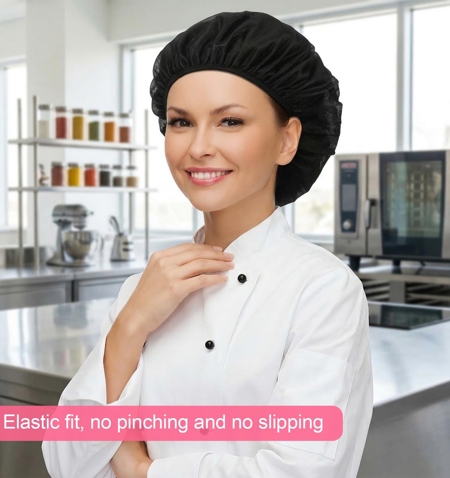 8Pcs Hair Net for Food , Cooking Hat Mesh Kitchen Cap Black