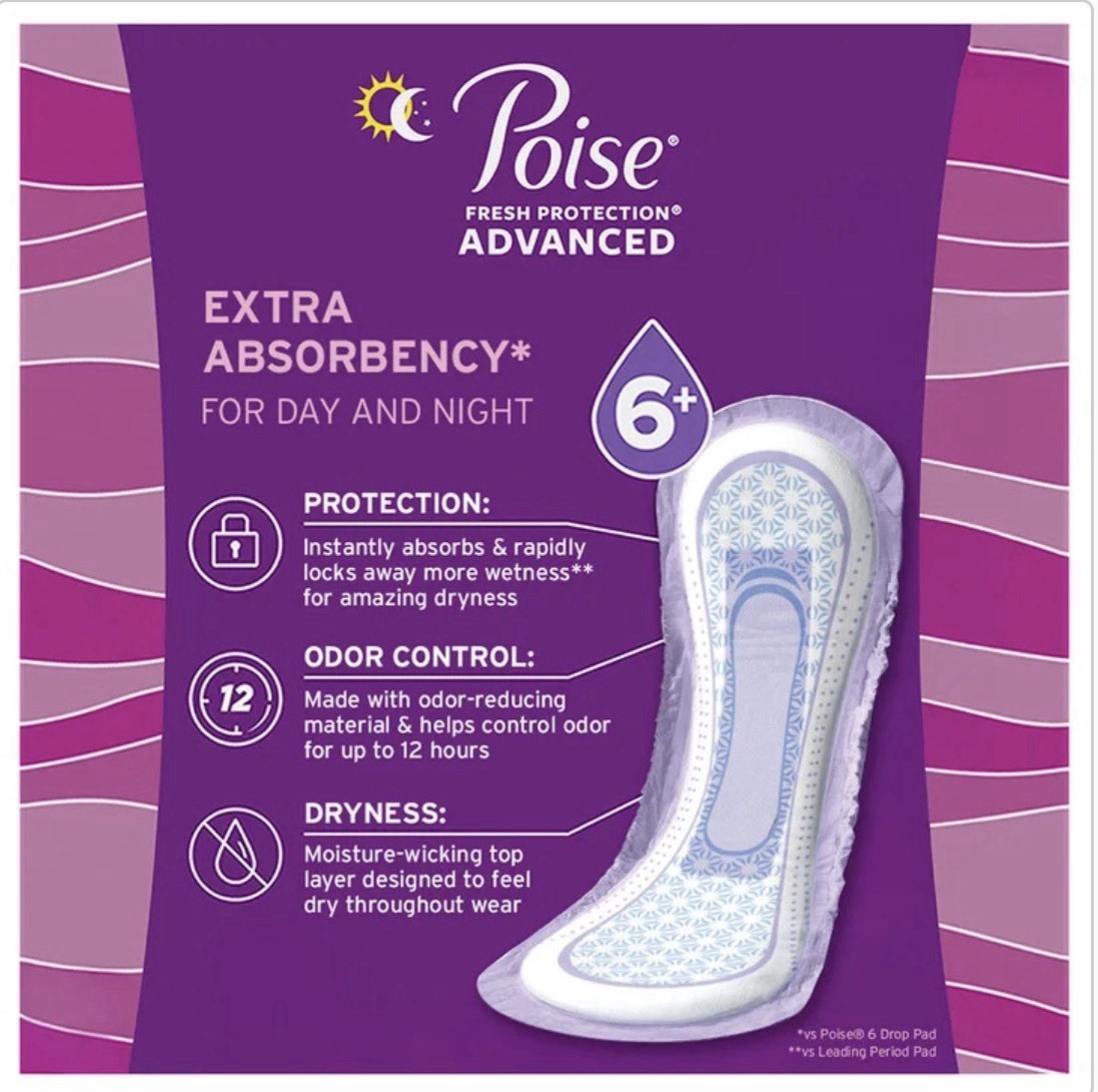 Poise Advanced Ultimate Absorbency Long Pads Incontinence 108 Count