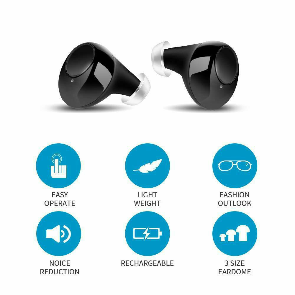 1 Pair Rechargeable Hearing Amplifier Hearing Aids Ear High-Power ITE US