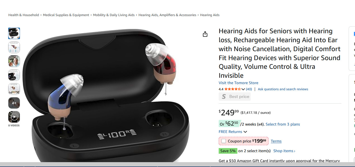 Tomore Rechargeable Hearing Aids -Noise Cancellation, Comfort Fit, Superi Sound!
