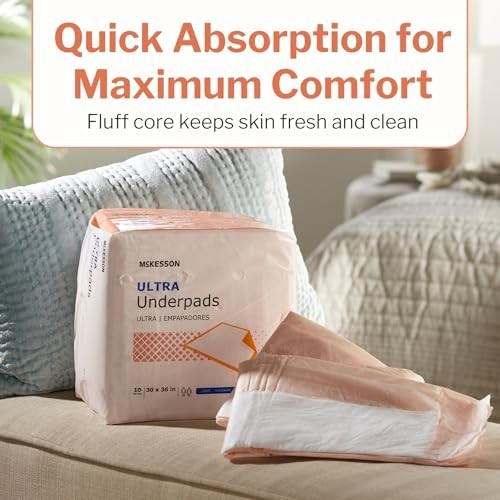 McKesson Underpads Disposable 30″ x 36″, Heavy Absorbency, 100 Count