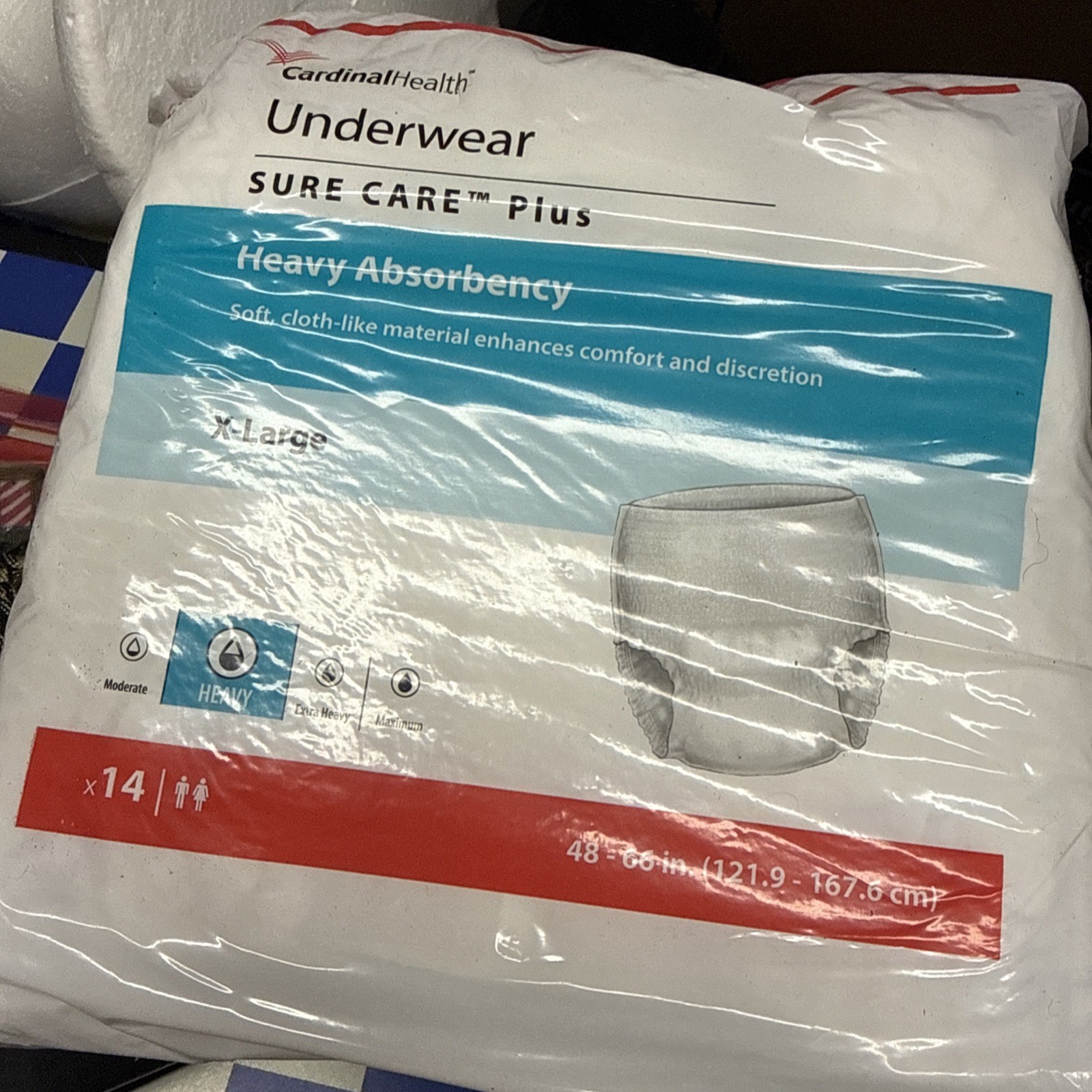 Cardinal Health Underwear Sure Care Plus X-Large White Unisex 48-66″ 14 Count
