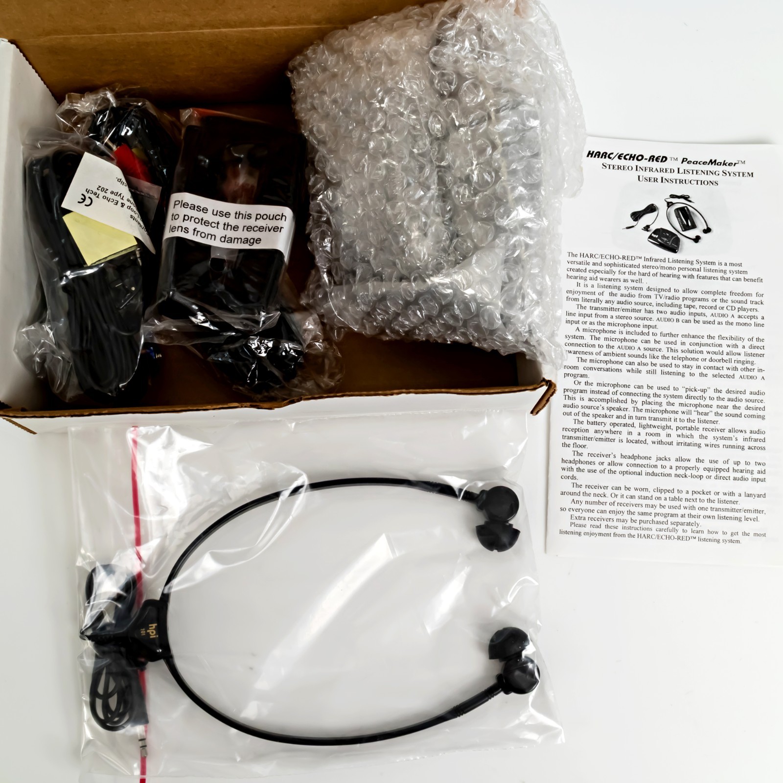 HARC Peacemaker Stereo Infrared Personal Wireless TV Headphones Hearing Device