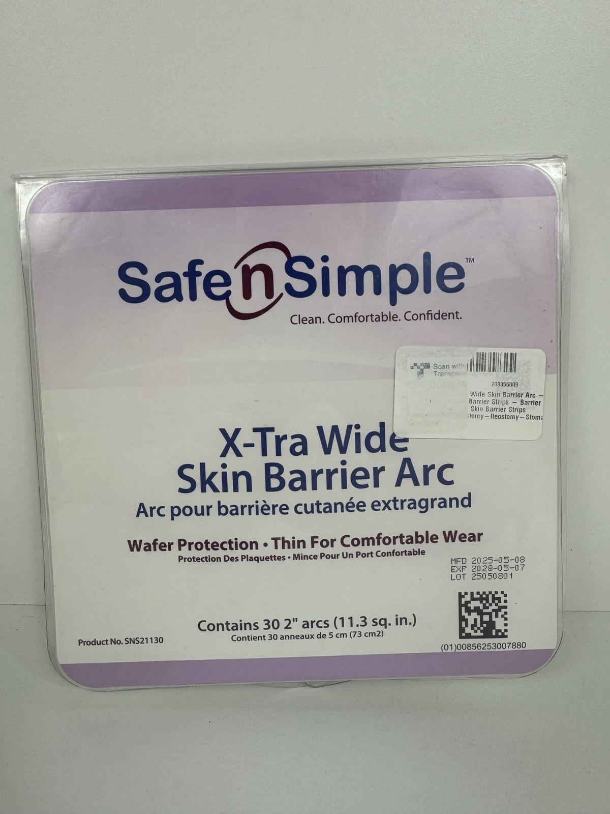 30 Safe n’ Simple Ostomy X-Tra Wide Skin Barriers 2″Arc Expires 05/2028
