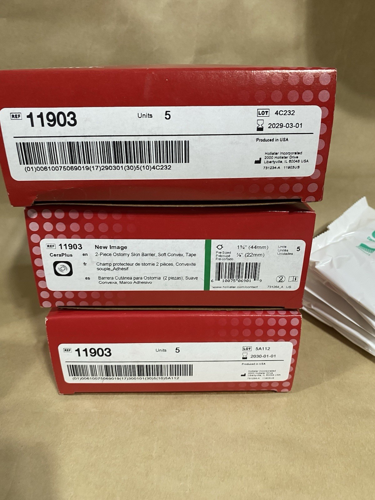 Lot 21 Units Hollister 11903 Image Skin Barrier Floating Exp 2029 6 Loose 3 Box