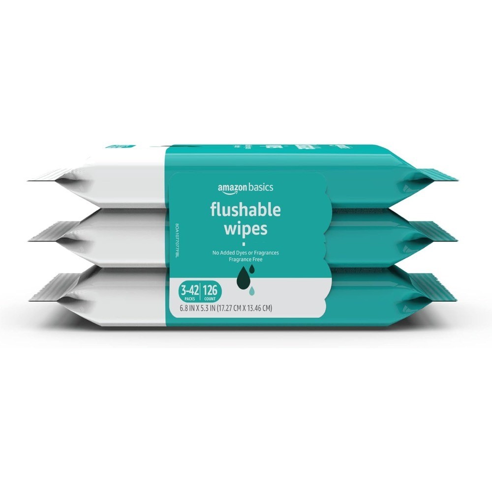 Flushable Adult Wet Wipes Fragrance Free 126 Count 3 Packs of 42 Biodegradable