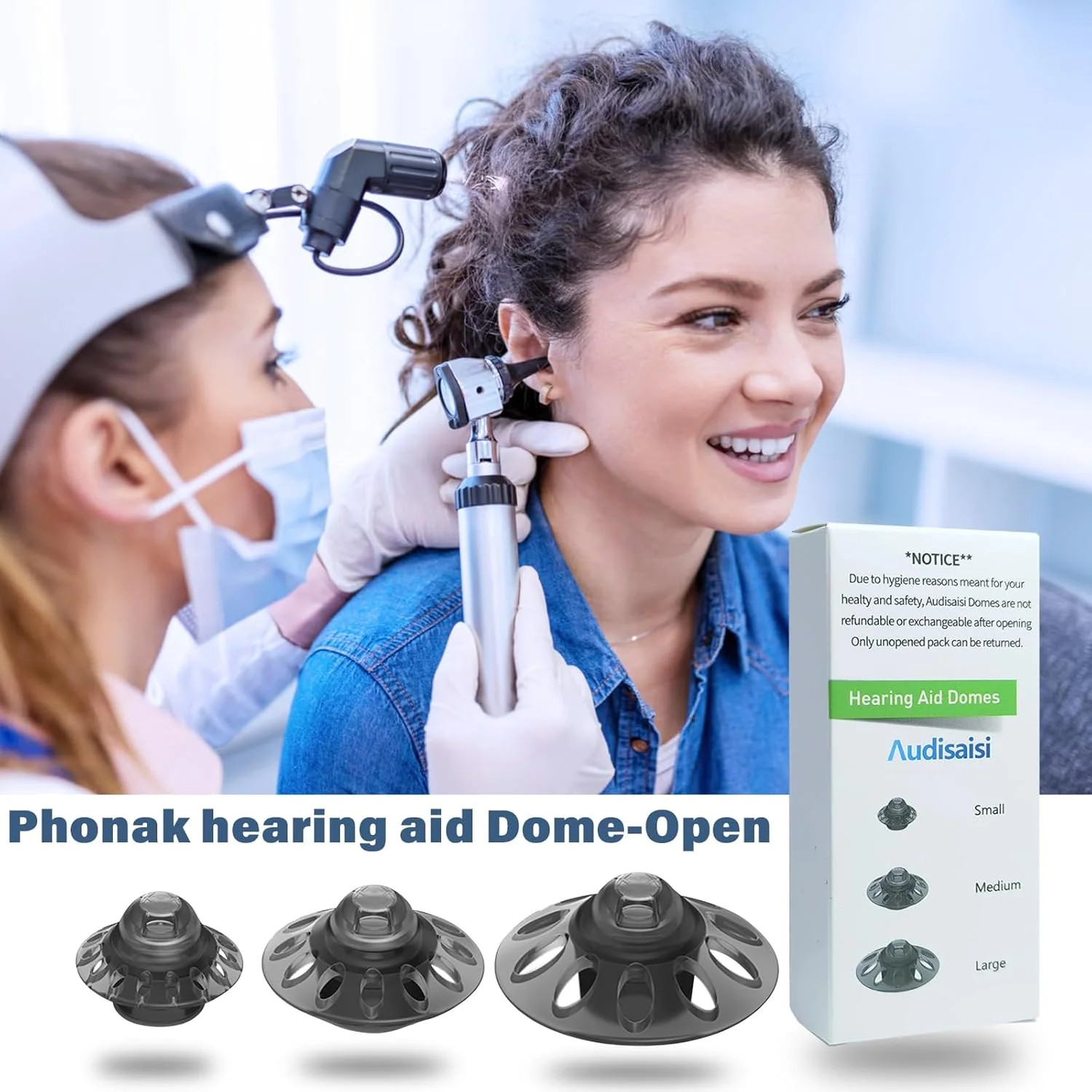 Phonak Open Hearing Aid Domes Medium Size 4.0, 20 Pcs, Ideal for Phonak Audeo