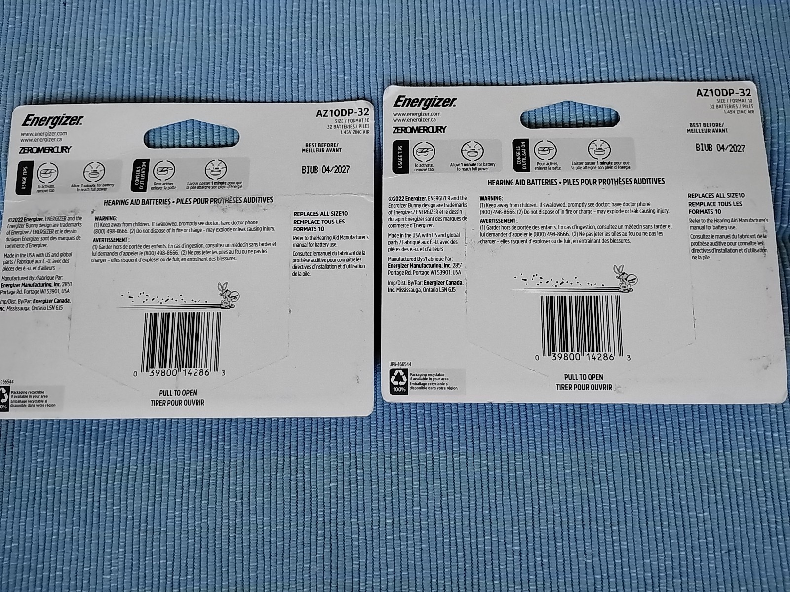Energizer Hearing Aid Batteries Size 10 Yellow Tab 32 Pack Lot Of 2 Exp 04/27 #9
