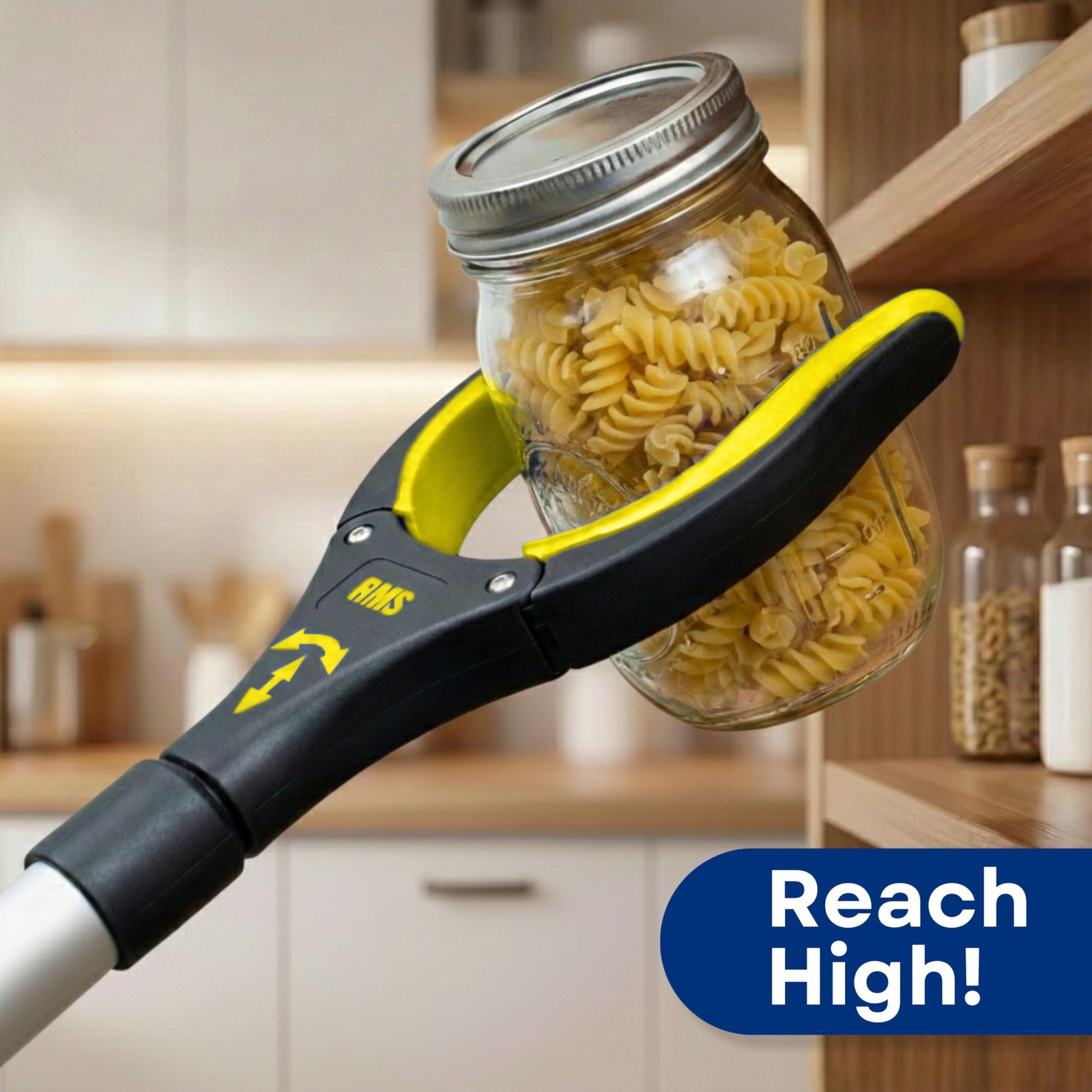2-Pack 32 Inch Extra Long Grabber Reacher with Rotating Jaw Yellow Tool