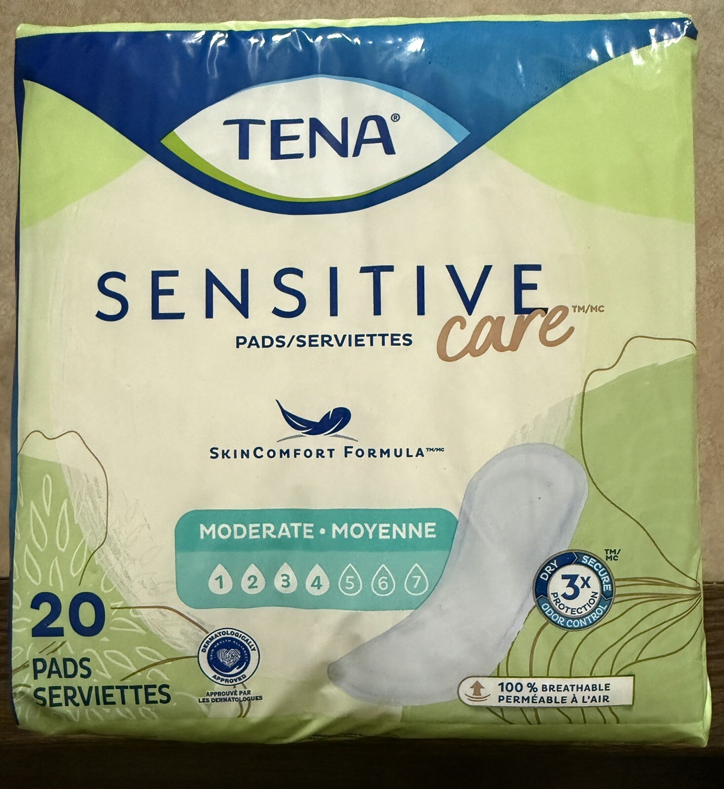 Tena Sensitive Care Pads Moderate Absorbency 20 Count- TWO PACK