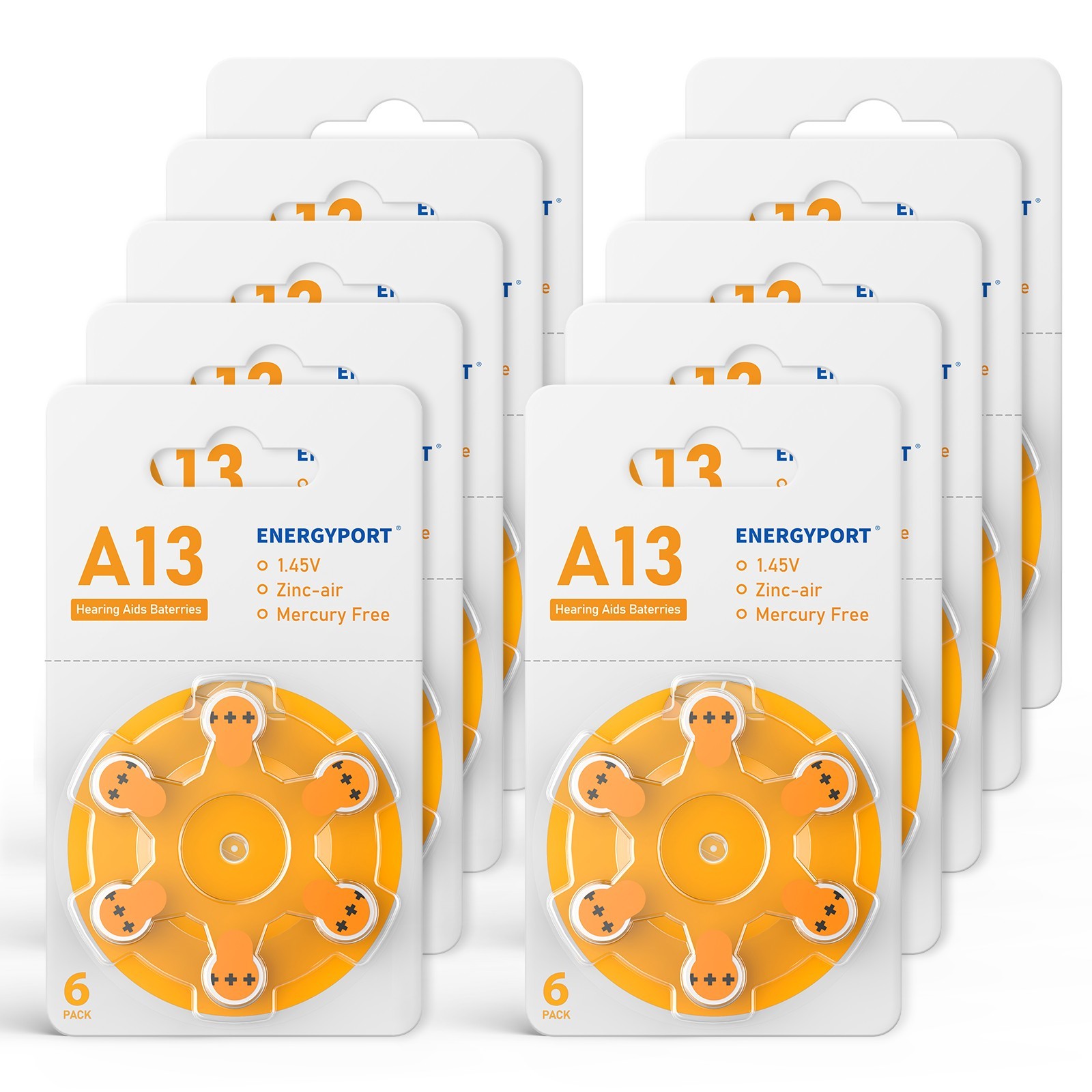 120Pcs ENERGYPORT 13 Size 13 Hearing aid Batteries 1.45V Zinc air Mercury Free