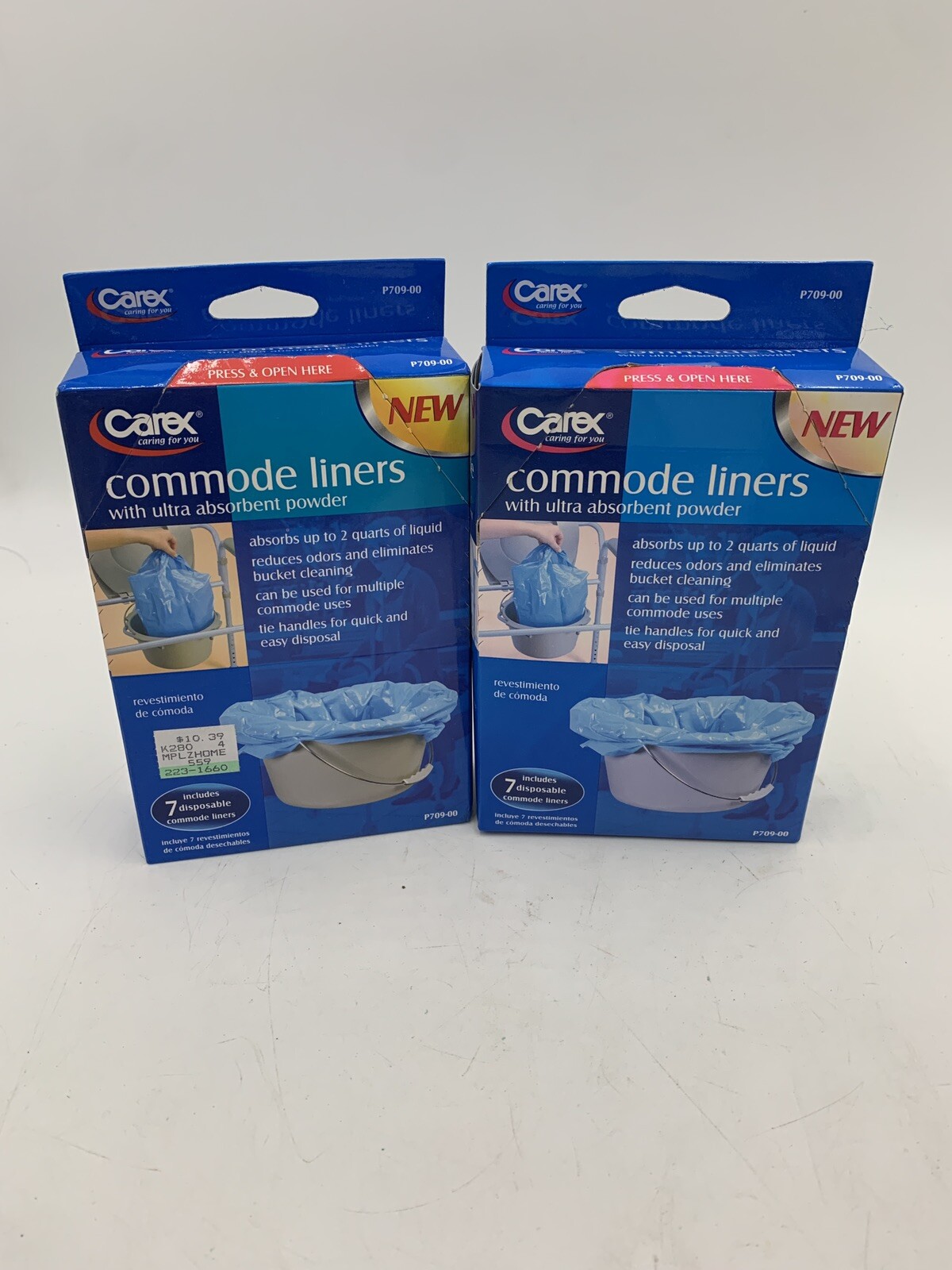 Carex Commode Liners (7) P709-00 Holds 2 Quarts of Liquid Ultra Absorbent x2 F