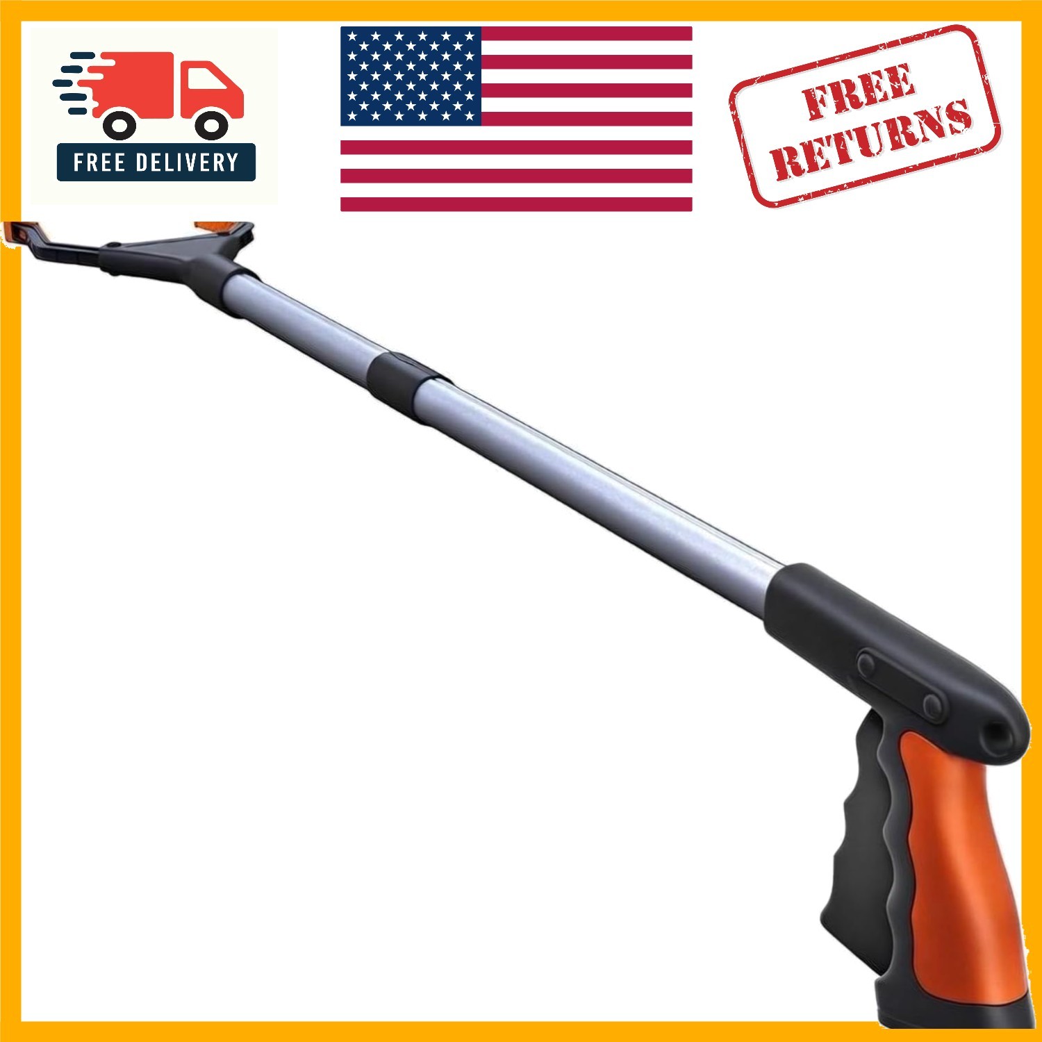 2024 PowerGrip T9 32-Inch Grabber Tool – Foldable, Lightweight & Magnetic Orange