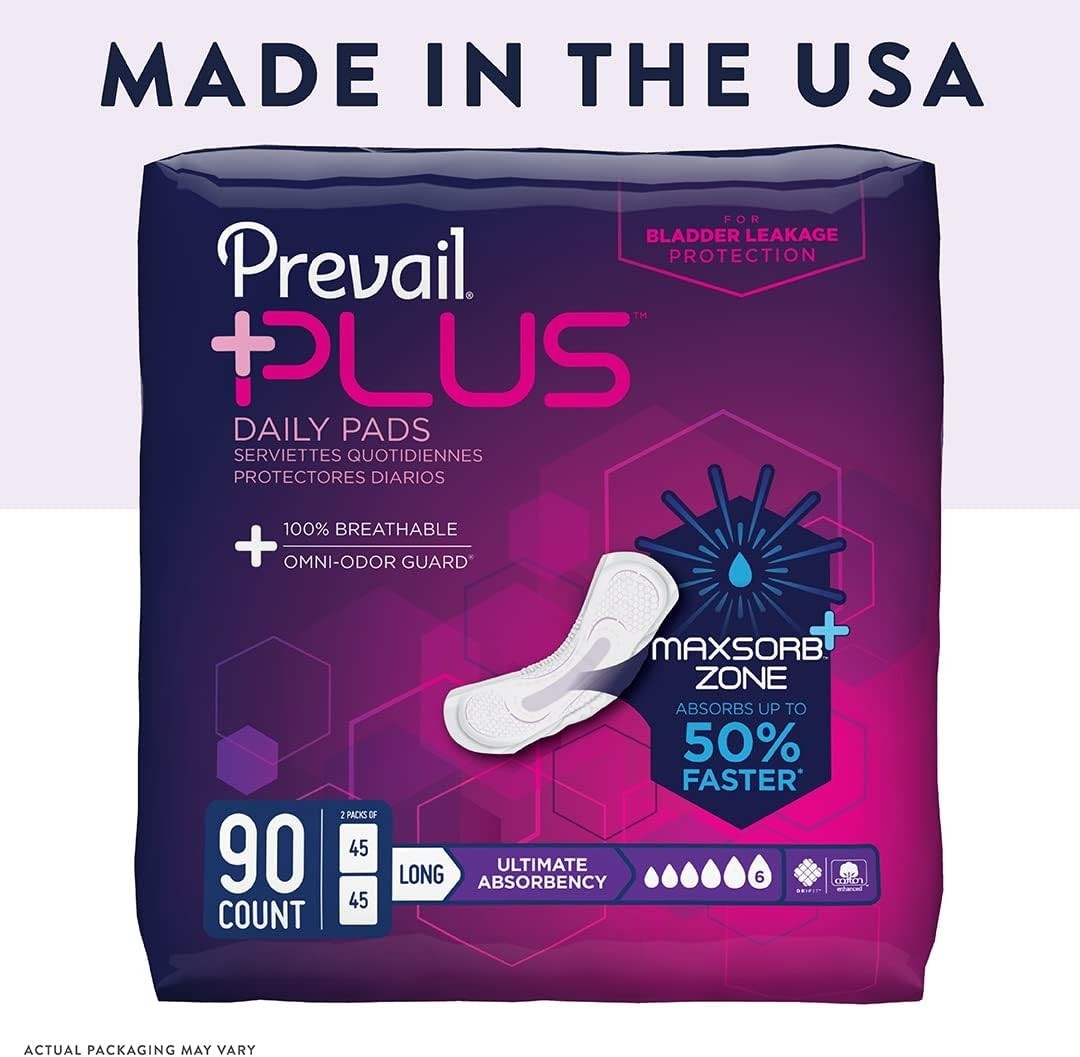 Ultimate Absorbency Long Incontinence Pads – 90 Count for Women’s Confidence