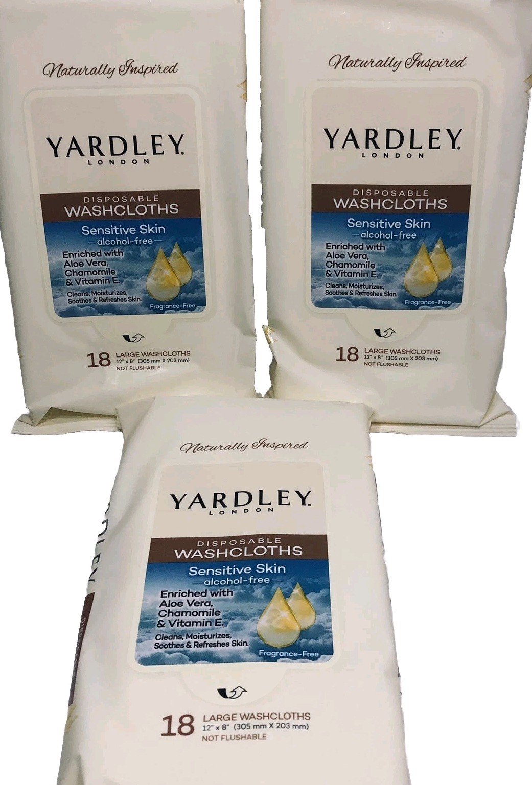 54 Washcloths Yardley London Disposable Washcloths (3×18) Aloe Vera Chamomile