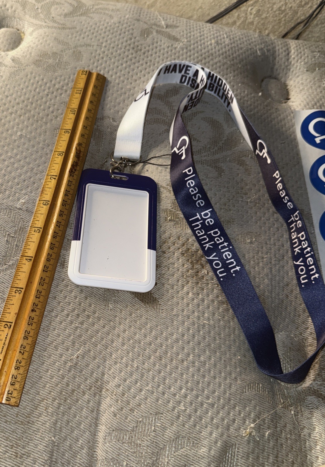 NOVELTY Hidden Disability .PLACARD & LANYARD + (10) – 2” STICKERS PLUS-BRACELET