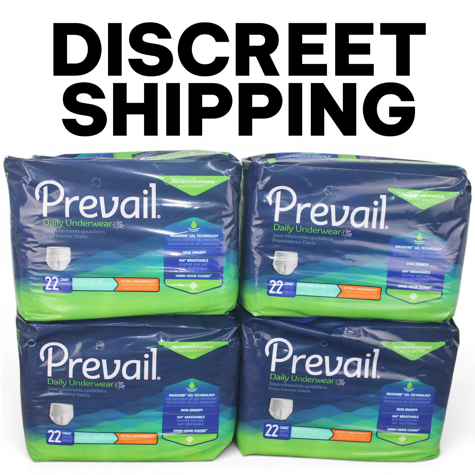 Prevail Daily Underwear Extra Absorbency Youth Small Pull Up 4 Pack 88 Pieces