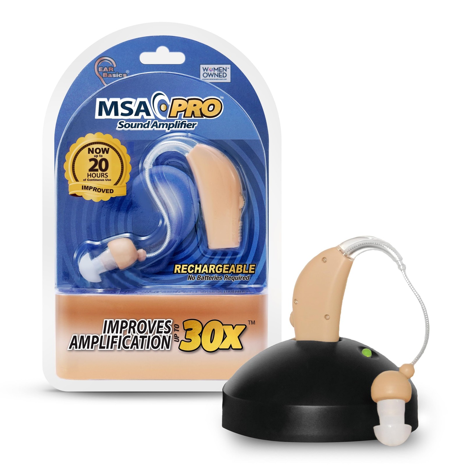 Sound Amplifier 30x Amplification 20 Hours Use Adjustable Volume Nude