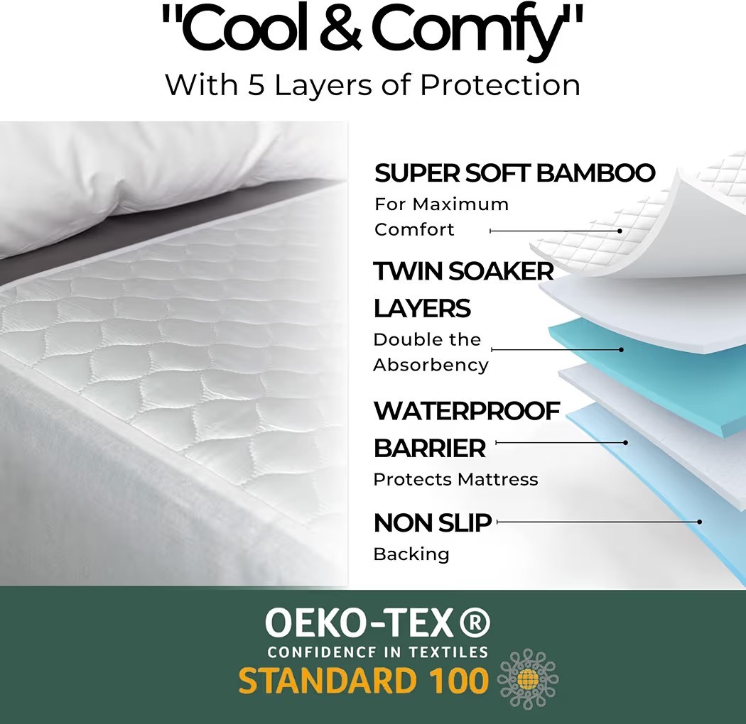 Hygge Sheets®️ Organic Washable Incontinence Bed Pads with Tucks – TWIN SZ