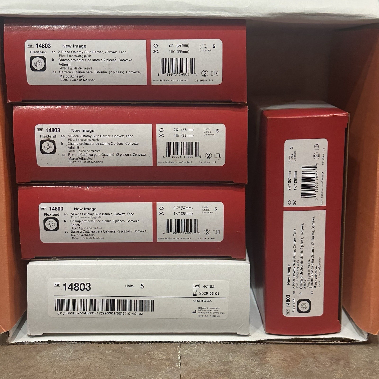 5 boxes (25) Hollister 14803 Skin Barrier Floating Flange & Tape EXP 03/2029