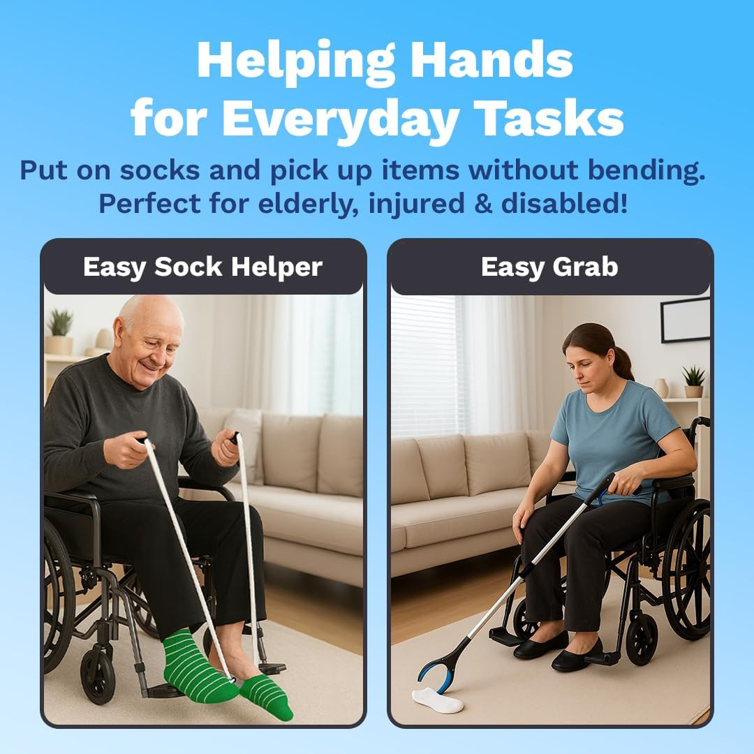 FSA/HSA Sock Aids for Putting on Socks with Gripper Reacher Grabber Tool – Sock