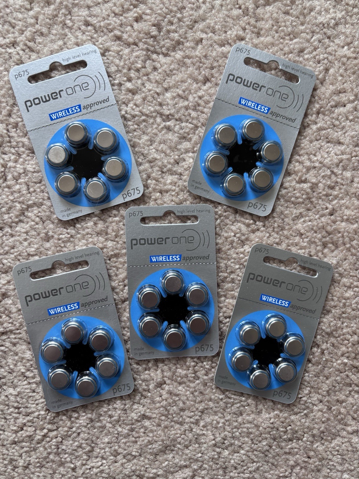 Power One Hearing Aid Batteries p675 Wireless 5 Pk 30 Coin Cells Total Exp 9/27