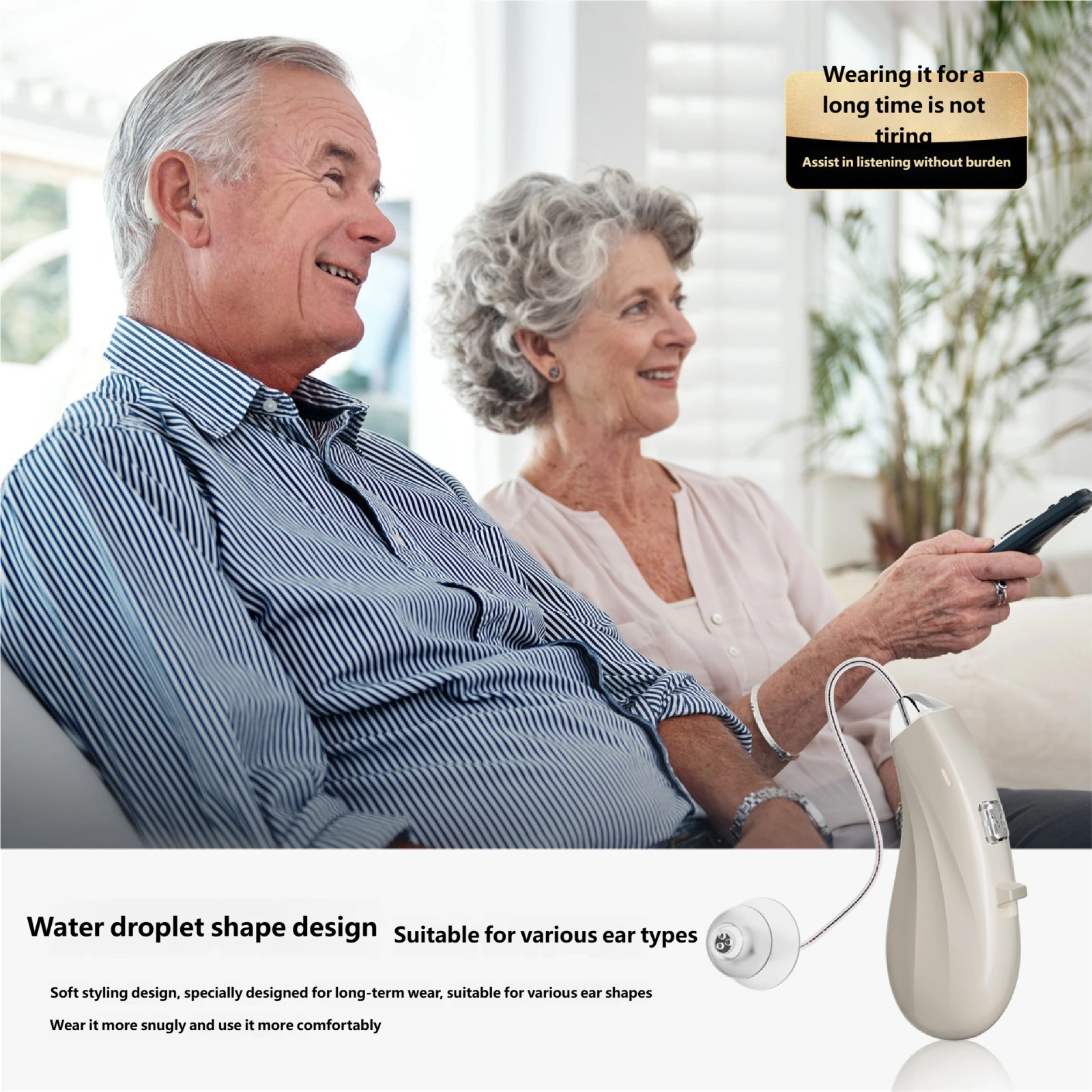 Hearing Aids Rechargeable Pair for Seniors BTE 16-Channel Noise Cancellation
