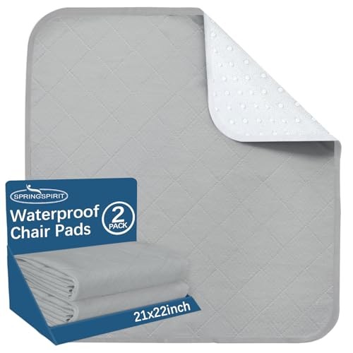 Waterproof Chair Pads for Incontinence Washable 22” x 2 Pack – 22×21 Gray