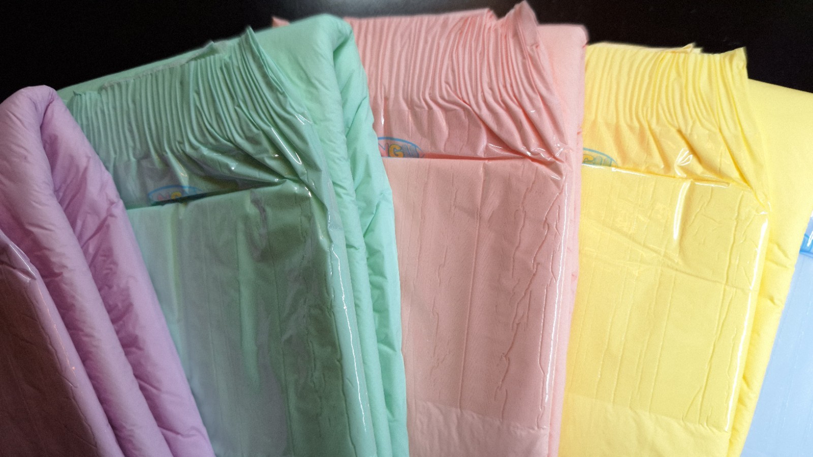 New LNGU Pastel Colors Lot of 5 Size XL ABDL Adult Diaper Plastic Backed