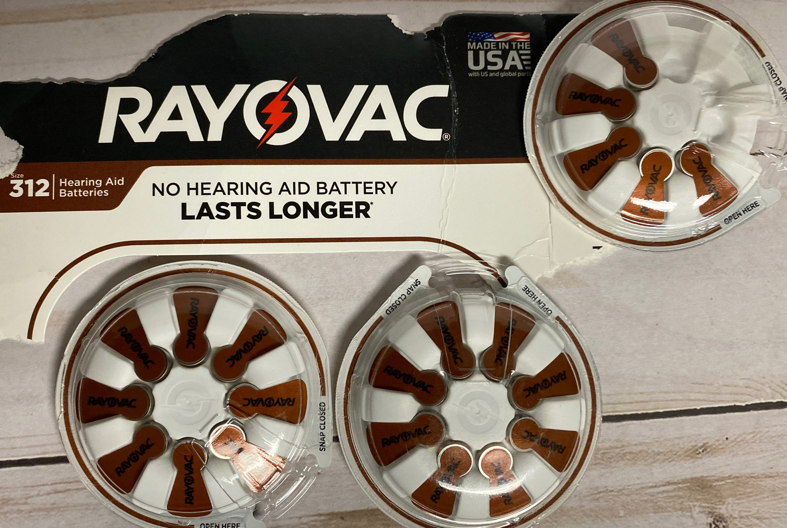 RAYOVAC NO HEARING AID BATTERIES, # 312, 2 PACK-16 BATTERIES +5 – EXP Oct. 2024