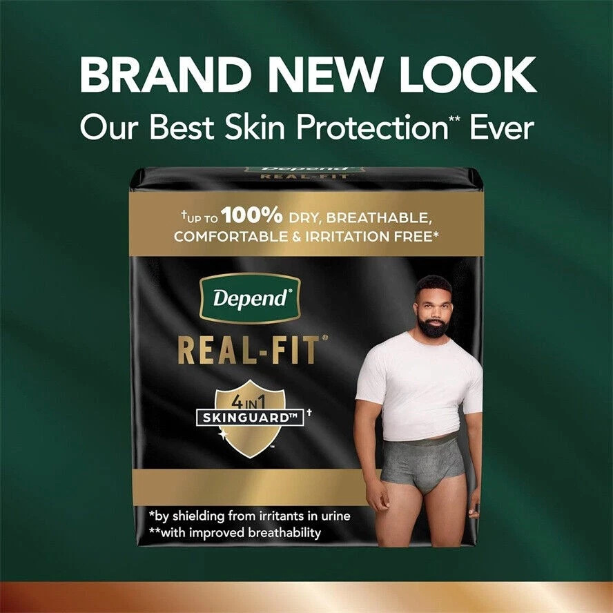 Depend Real Fit Incontinence Underwear for Large/X-Large (52 Count), Black