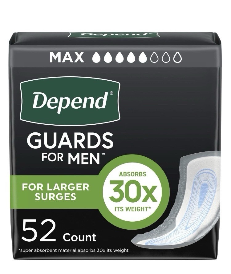 Guards Incontinence Pads for Men, Maximum Absorbency, 52 Count NEW Ships FREE