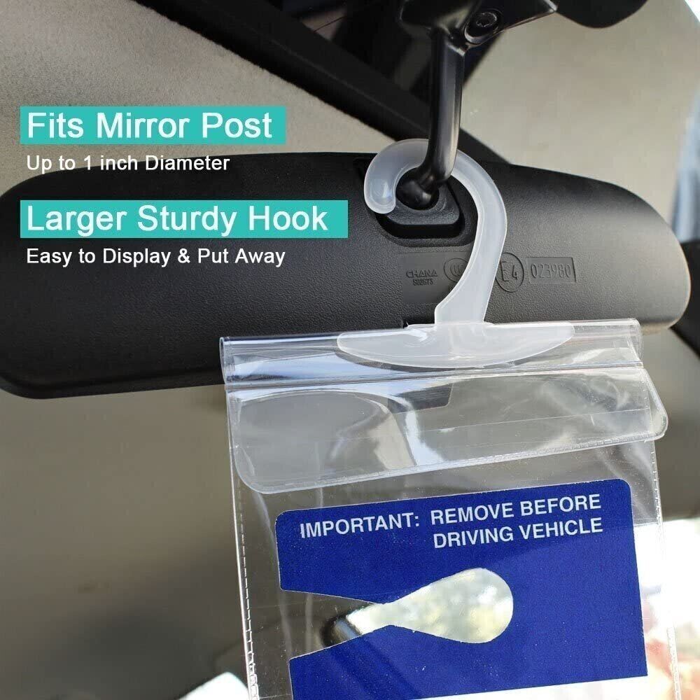 Handicap Placard Holder Disabled Parking Permit Protector Mirror Hang Tag Sleeve