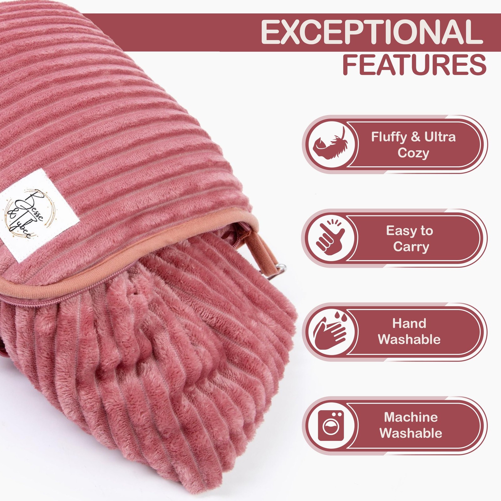 Premium Travel blanket pillow – XL 50″x70″ | 2 in 1 Full XL, Dusty Rose