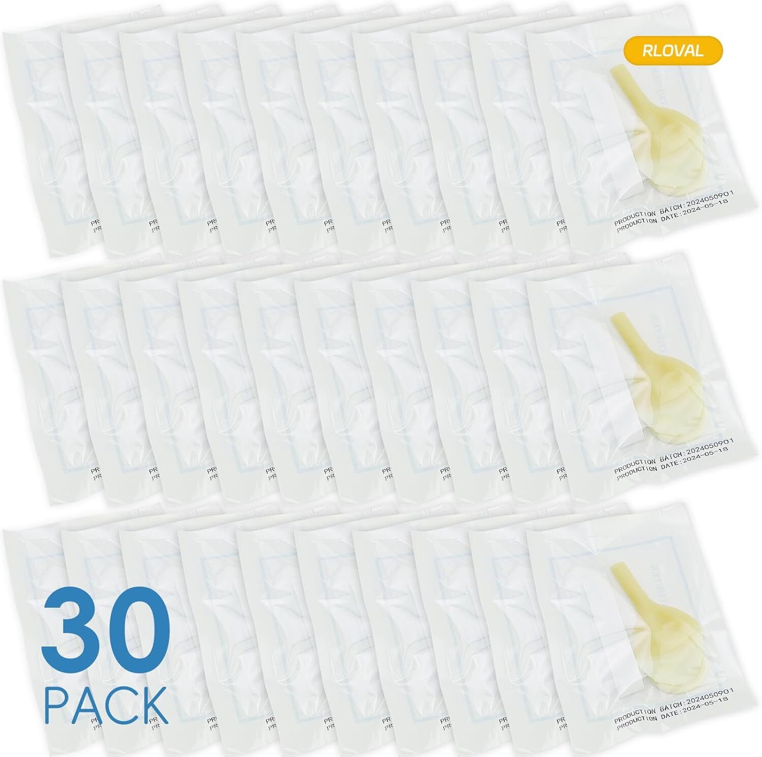 30 PCS Male External Catheter with Fixer Rubber,Latex Condom Material Individual