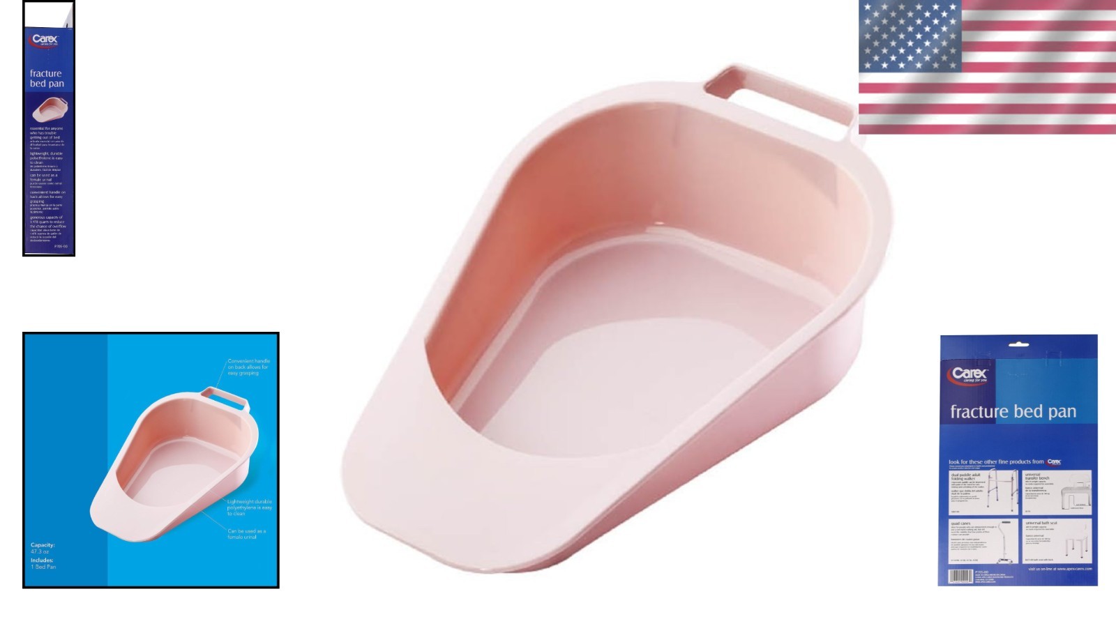Fracture Bed Pan with 47.3 Oz Capacity, Portable Bed Pans for Elderly, Easy Clea