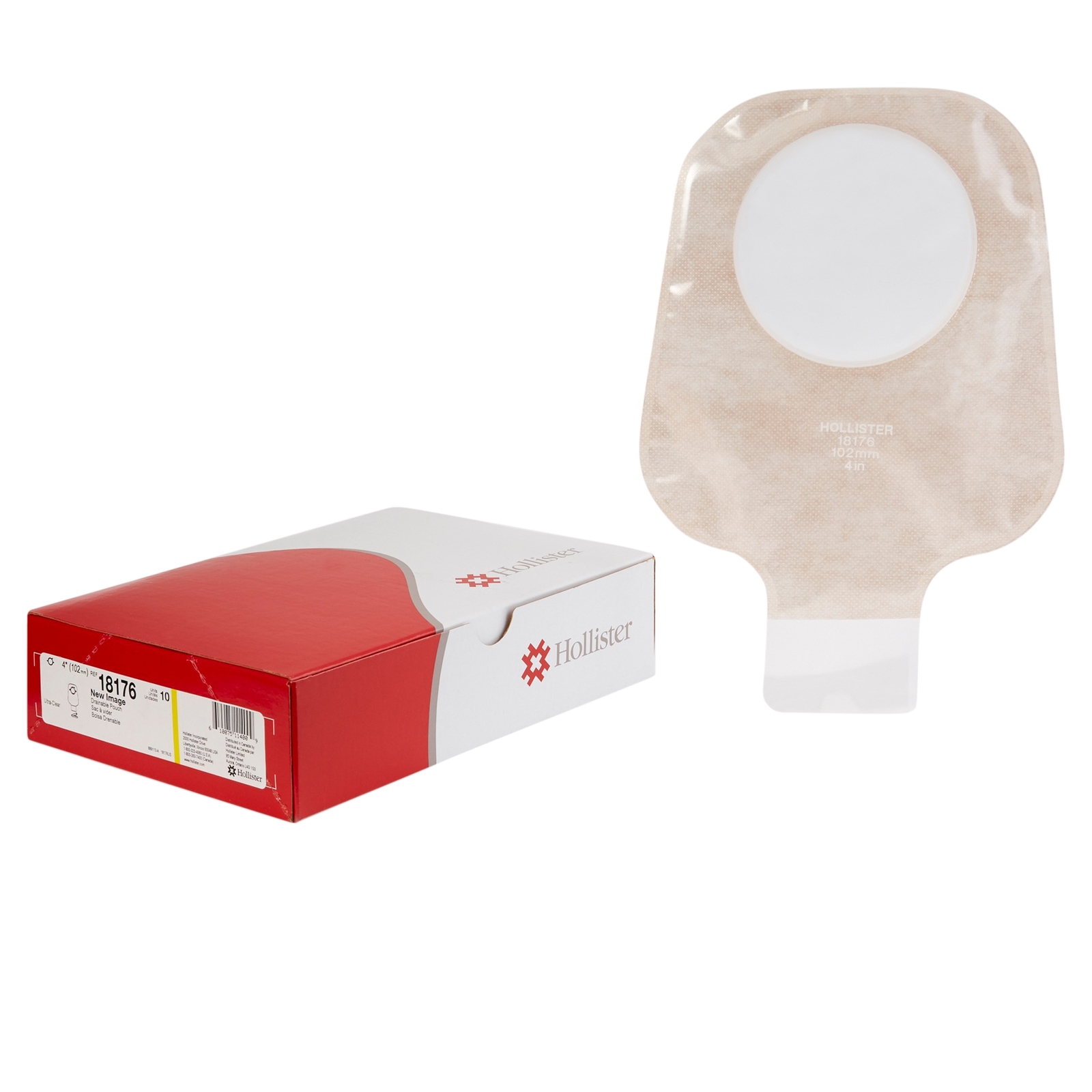 New Image Drainable 12″L 2pc System Ostomy Pouch 4″ Flange 18176 10 Ct