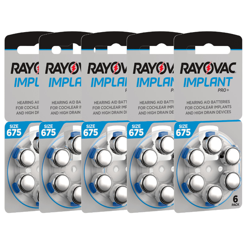 30 cells x Rayovac 675 Size Hearing aid batteries Cochlear Implant MF P675 PR44
