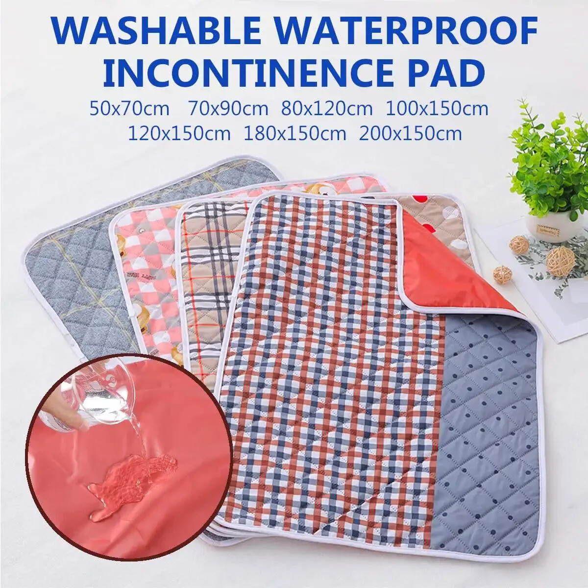 Mutil size Washable Incontinence Bed Pad Reusable Absorbent Protector Mat