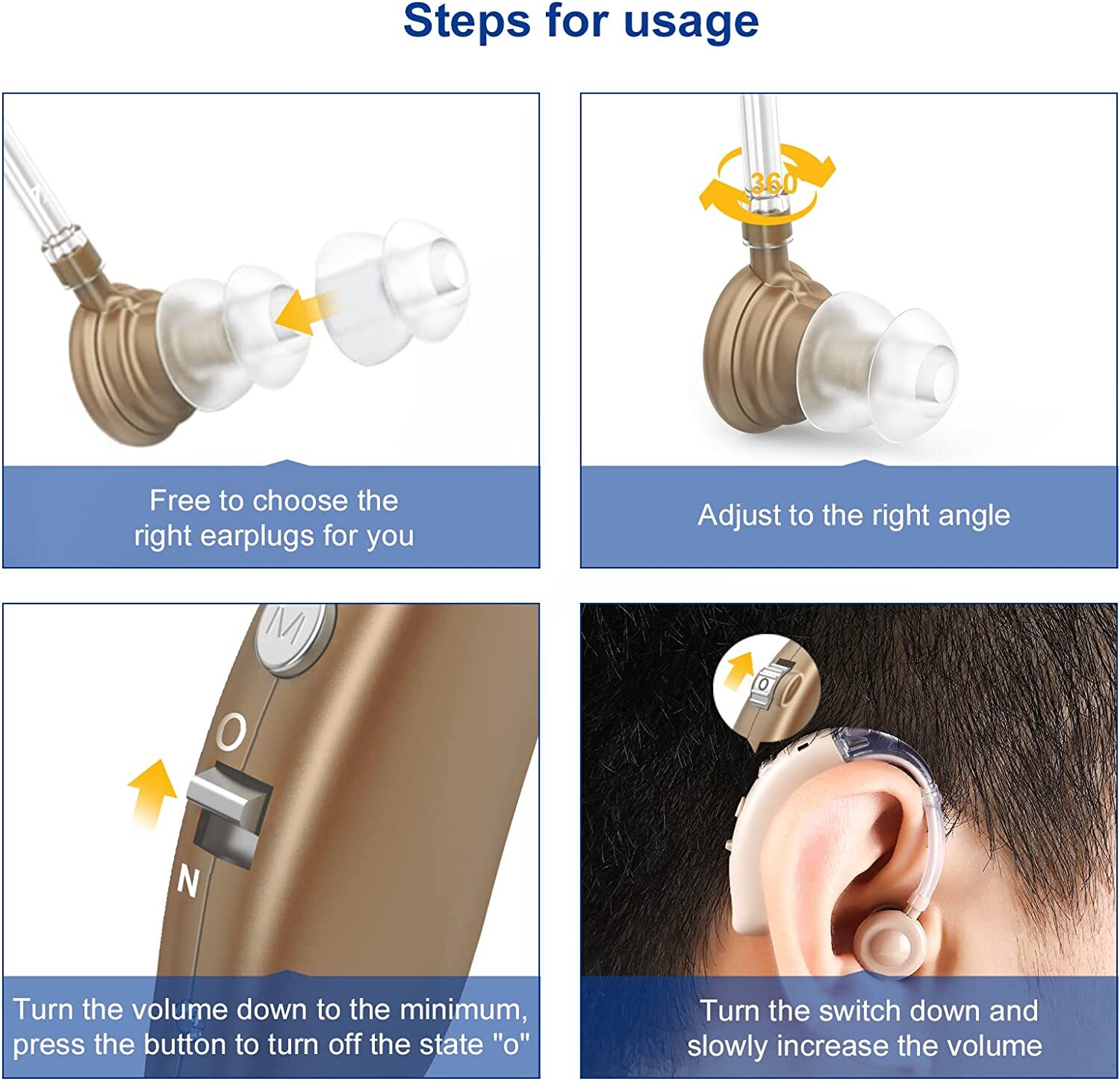 1 Pair Of Digital Hearing Aid Severe Loss Rechargeable Invisible BTE Ear Aids