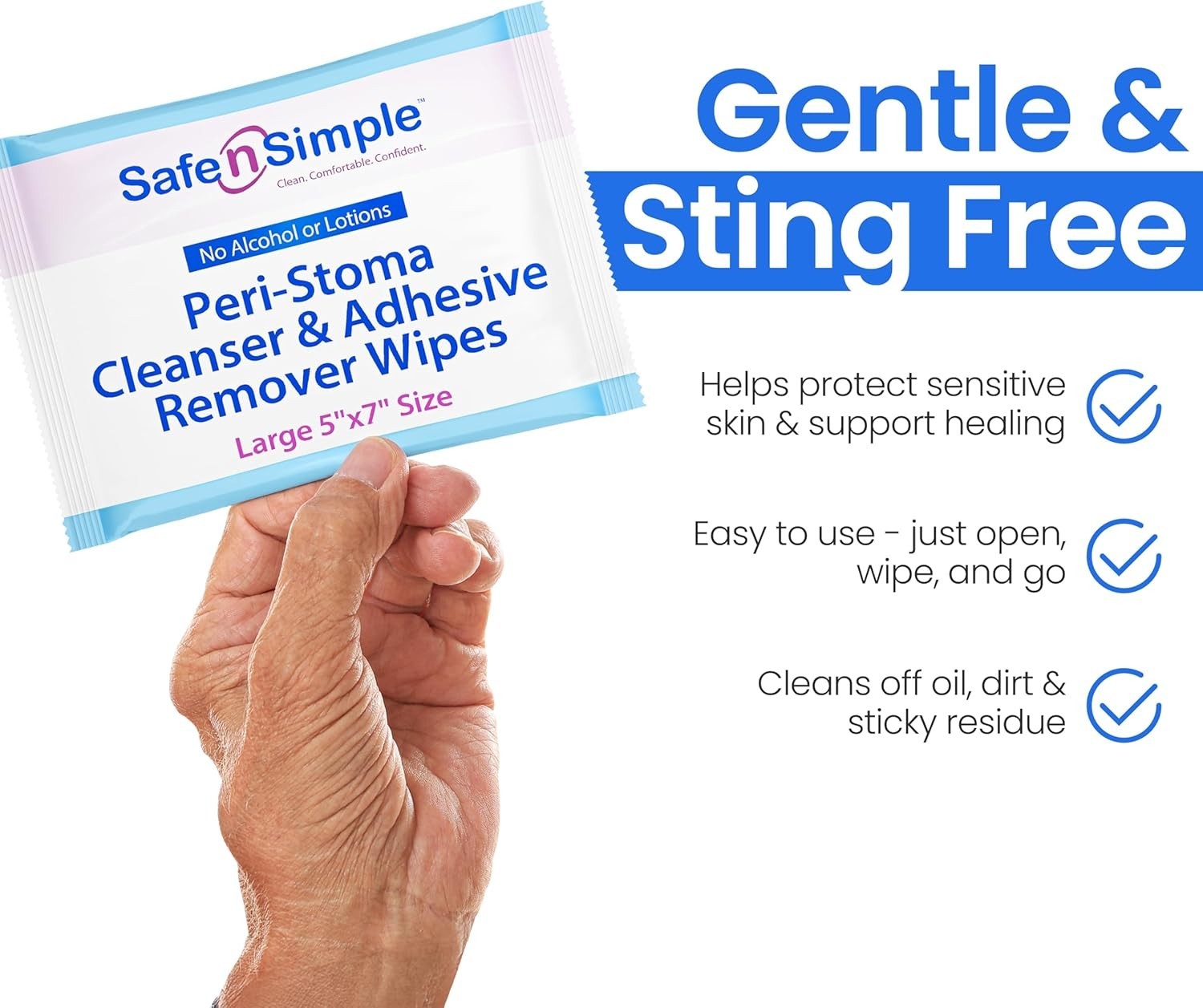 Quick and Easy Adhesive Remover Wipes for Skin – 50 Count, Alcohol-Free Formula