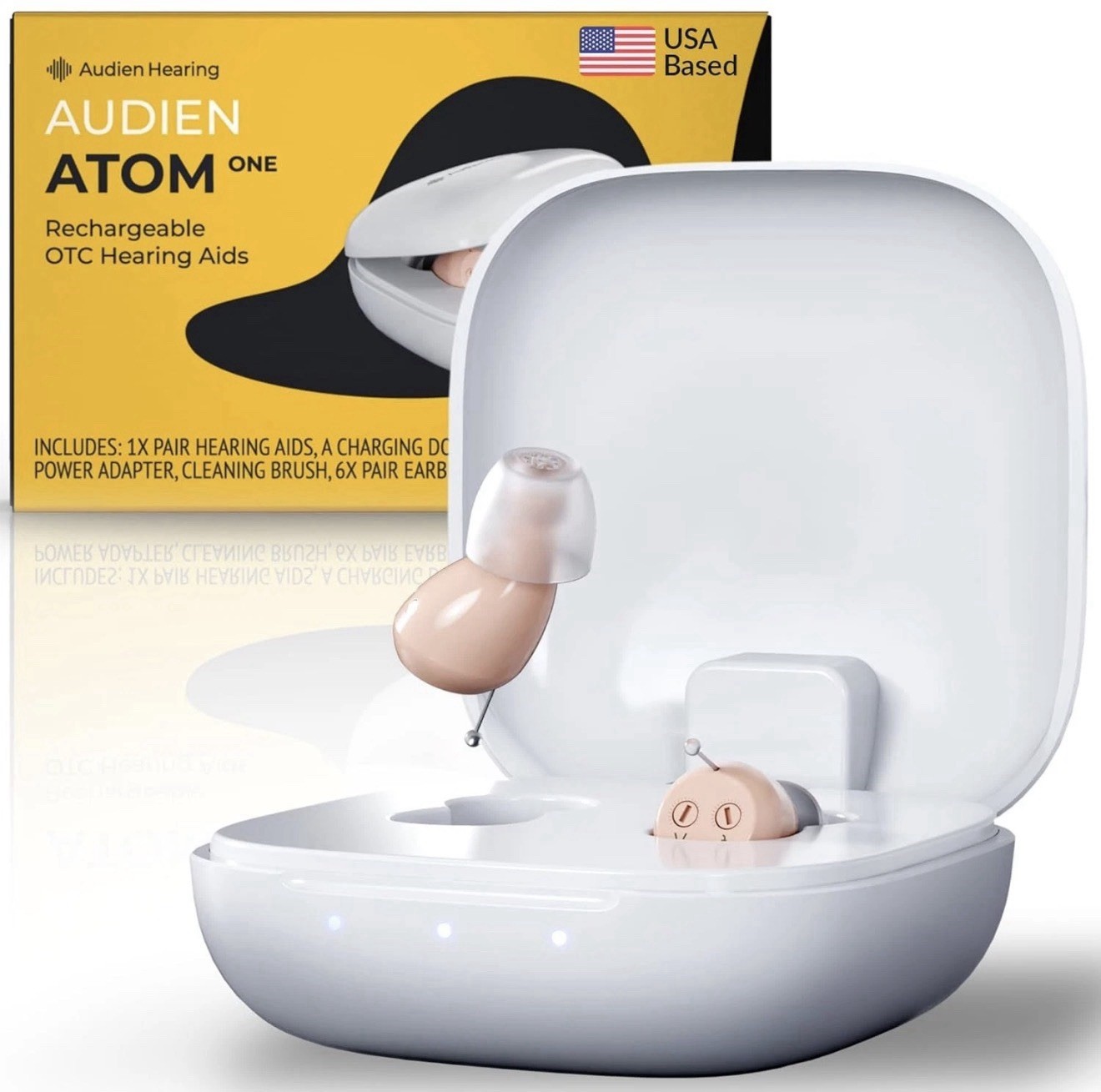 Audien Atom One Rechargeable OTC Hearing Aids – Wireless Small Hearing Device