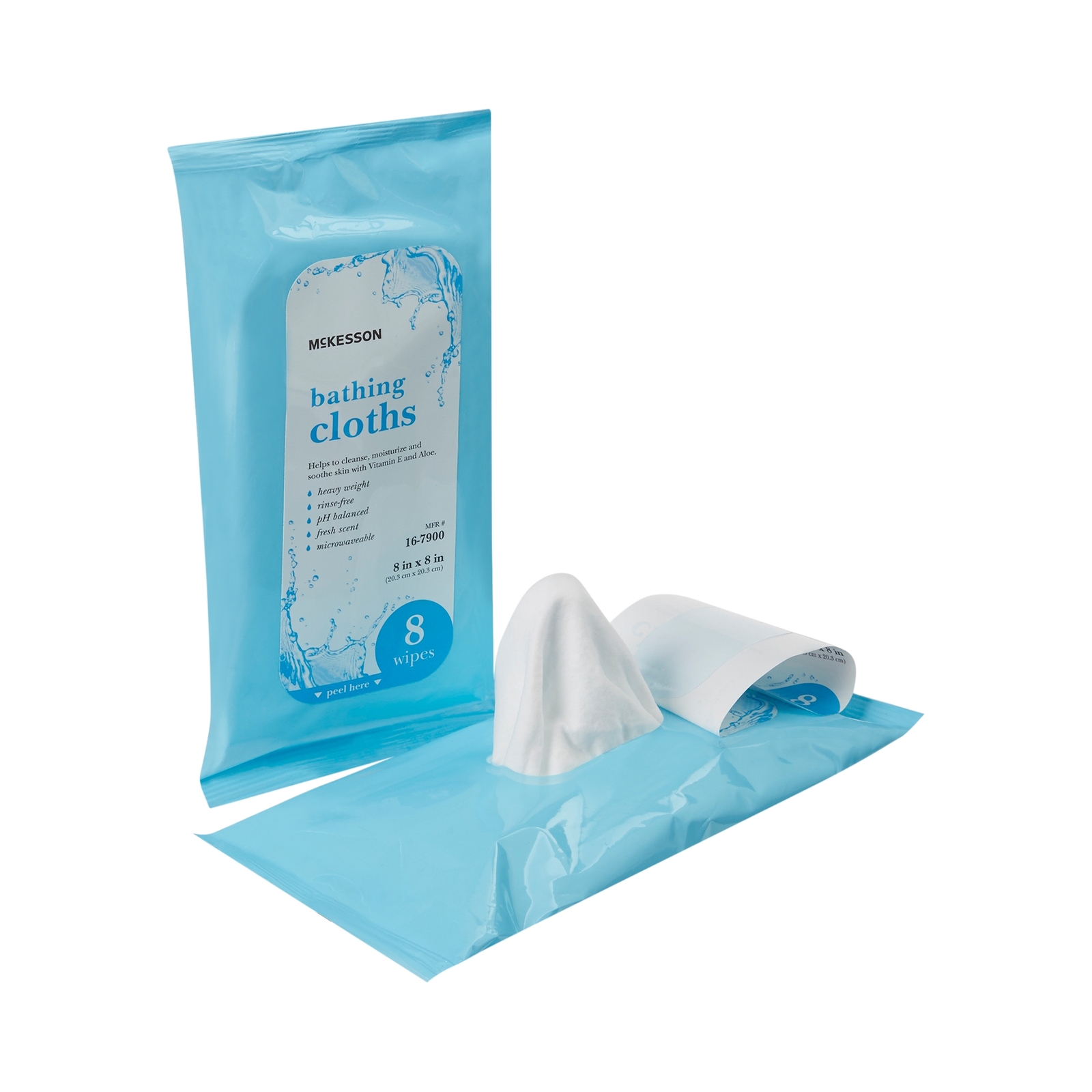 McKesson Bath Wipe or Washcloth 8 x 8″ 16-7900 44 Pack 352 Wipes