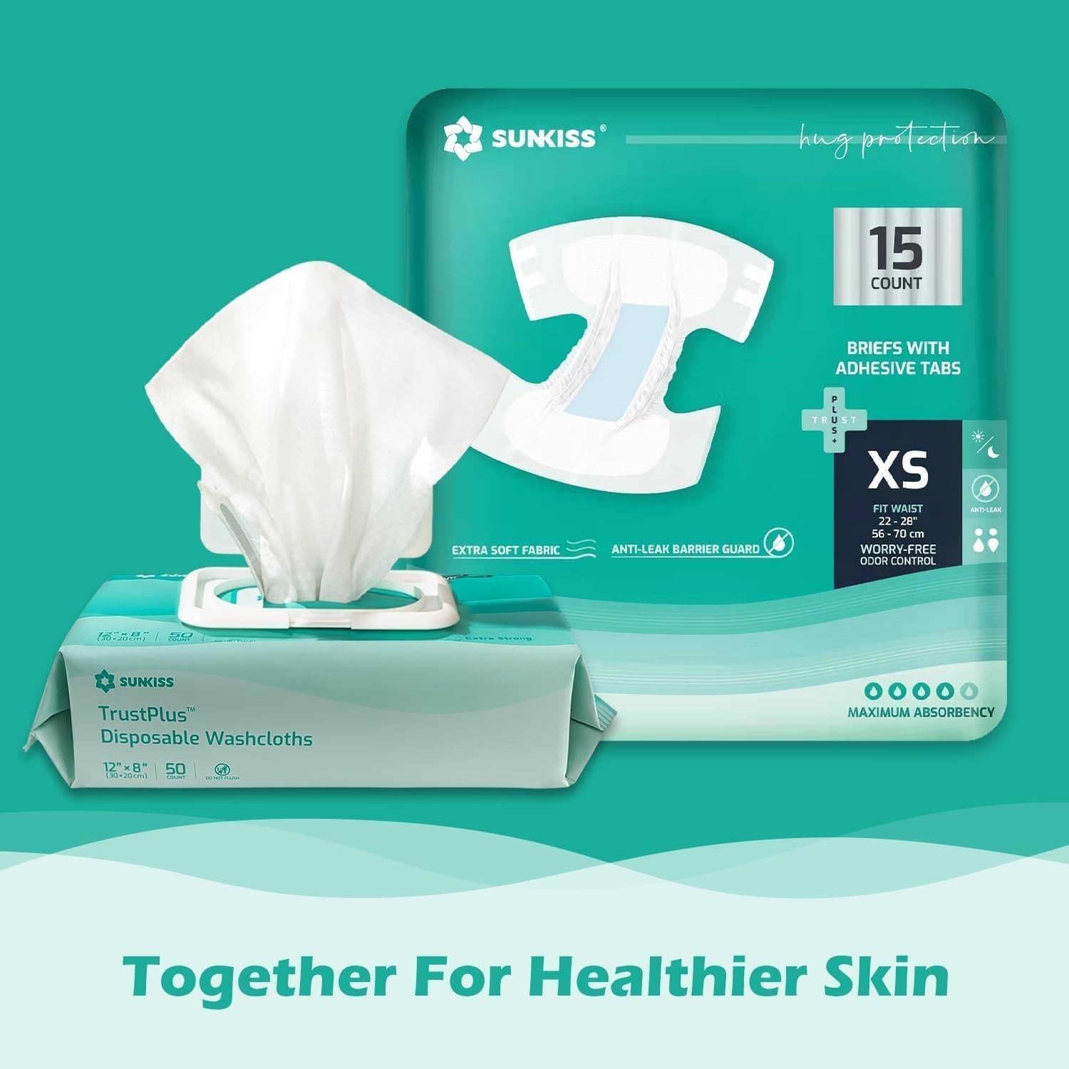 TrustPlus Adult Diapers with Maximum Absorbency, Unisex Disposable Incontinen…