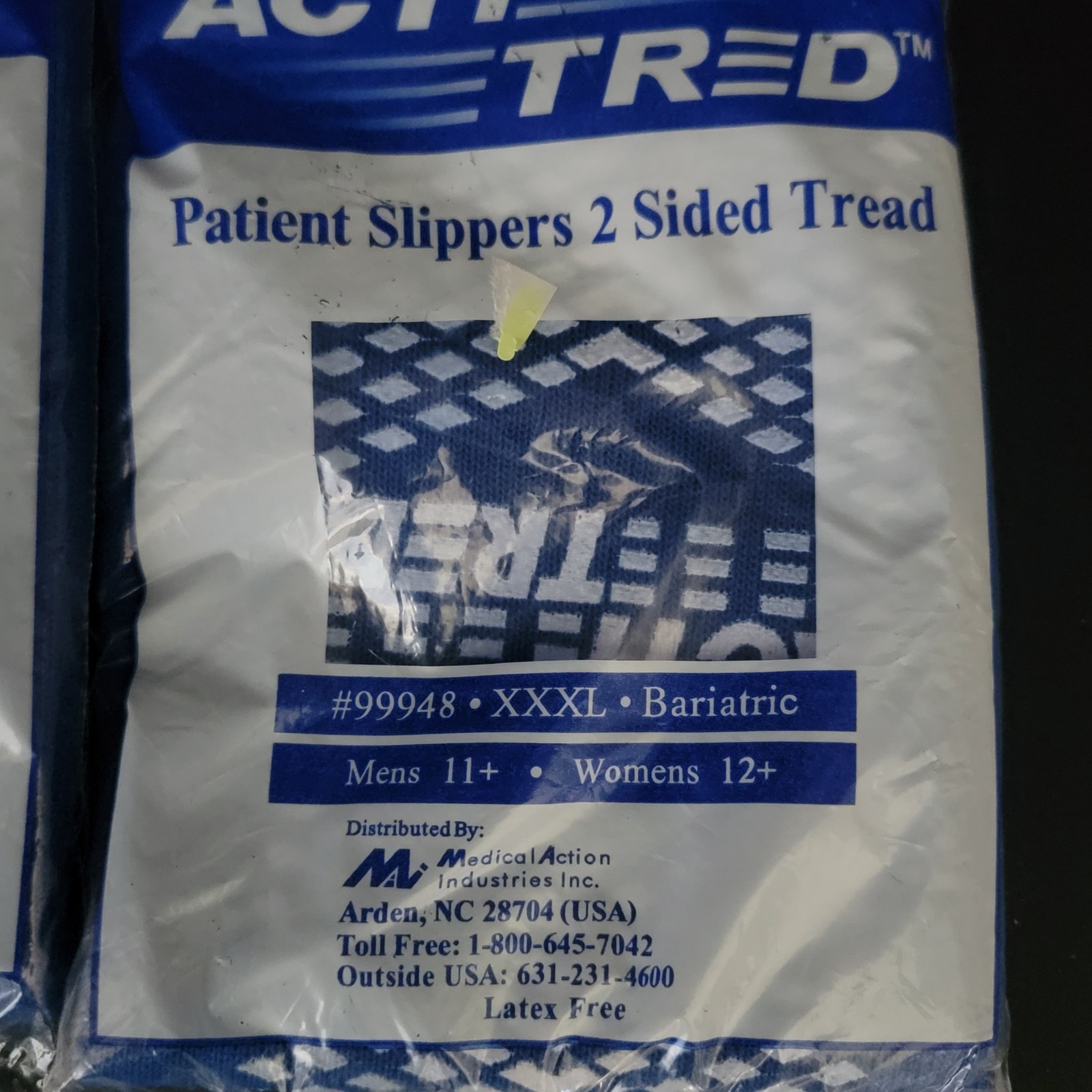 ACTI TRED 6 Pairs Patient Slippers Double Sided Tread Navy Blue 4XL