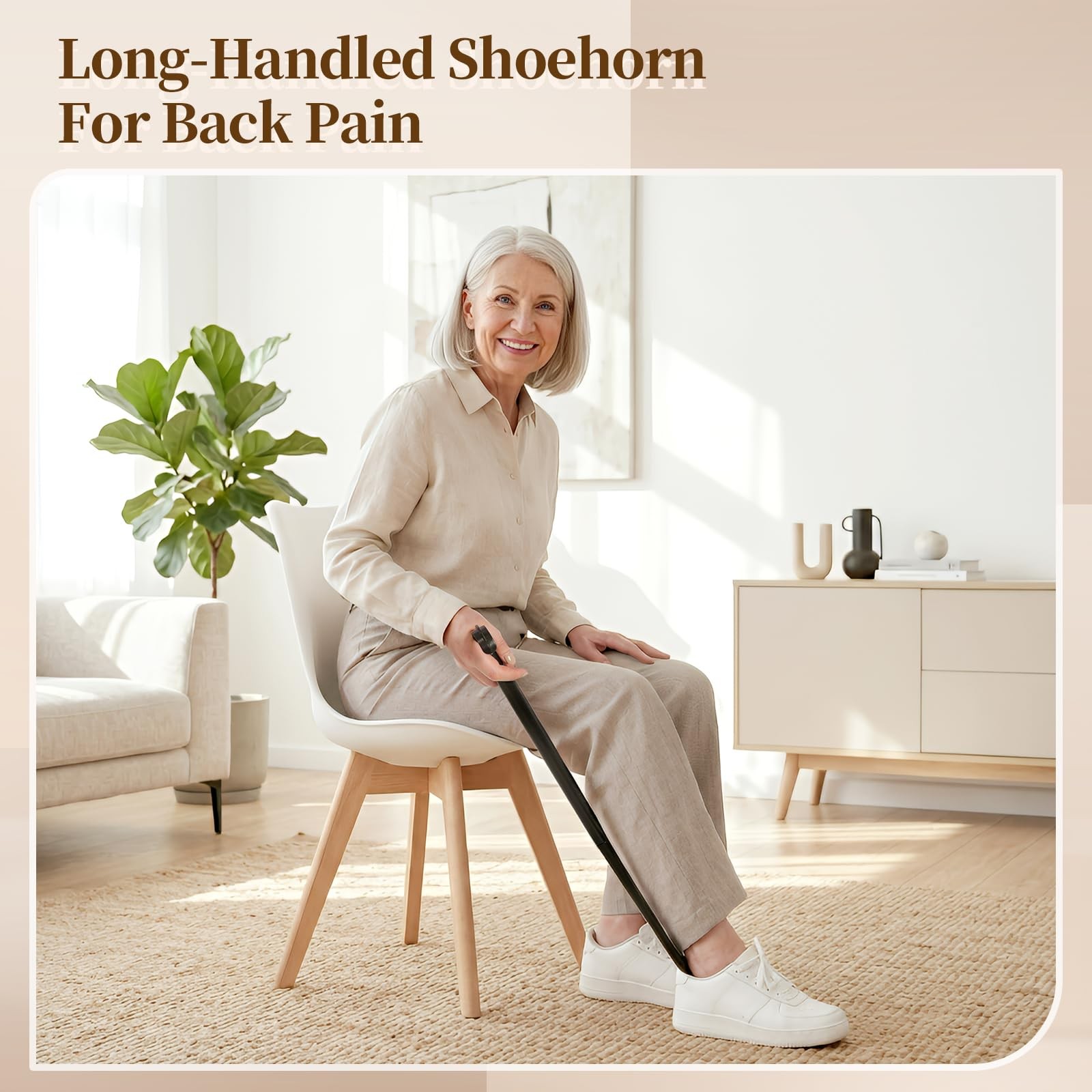 Fanwer Long Handle Shoe Horn for Seniors -33.5″ 33.5 Inch (Pack of 1), Black