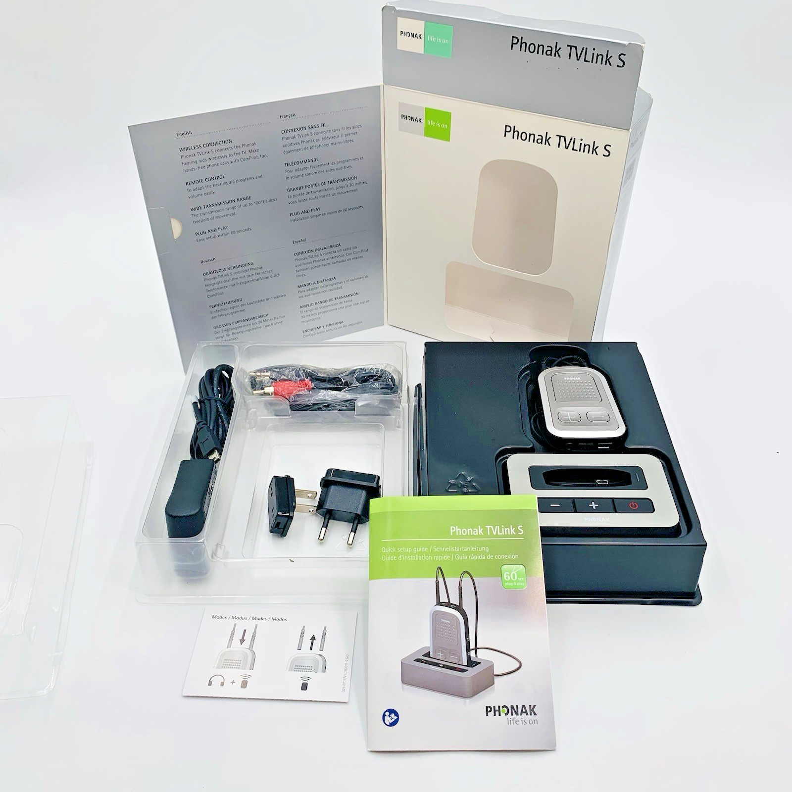 Phonak TVLink S ComPilot Wireless TV Streamer Hearing Aid Accessory NEW